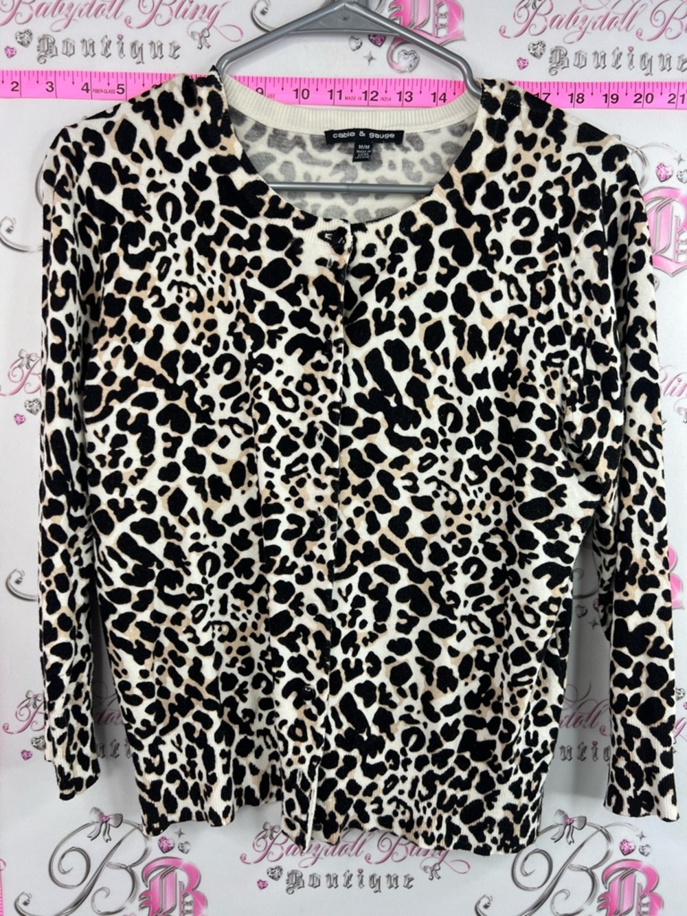 Cable & Gauge cardigan cheetah leopard Black and Cream Leopard-Print Cardigan